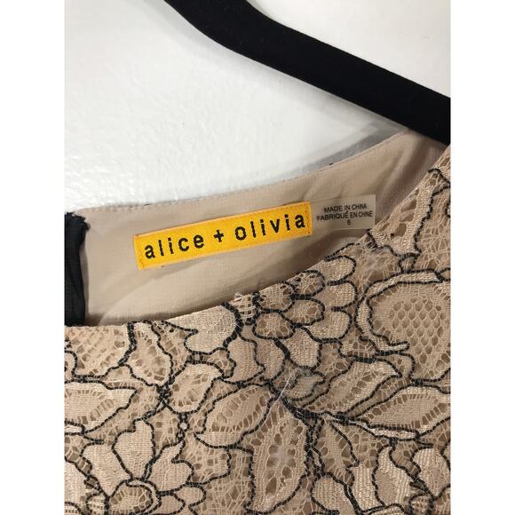 New Alice + Olivia Lace Bodice Jumpsuit Sleeveless Lace Overlay Wool 6 Holiday - Picture 3 of 16